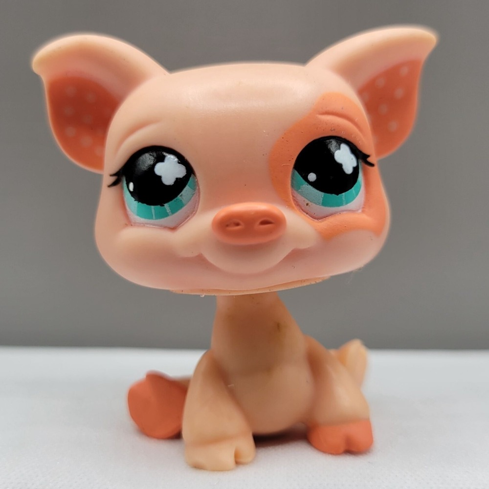 Littlest Pet Shop LPS #622 Peach Piglet Pig Figurine Polka Dot Ears Hasbro Toy